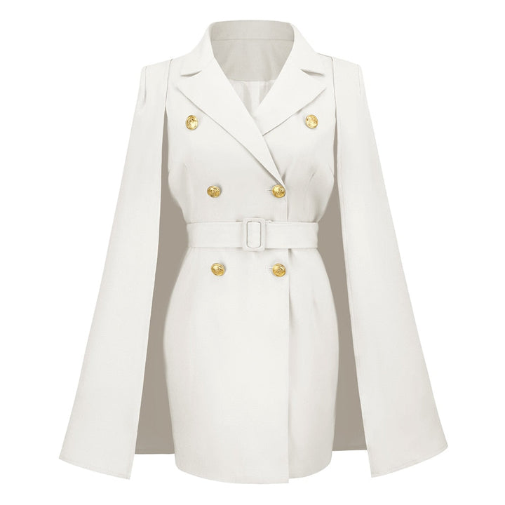 Kvinnors Cape Blazer Mini Klänning – Bälte Tailored Stil för Kontor och Kvällsbruk