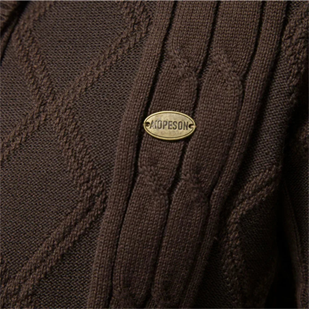 Herrens sjalkrage kabelstickad knap cardigan
