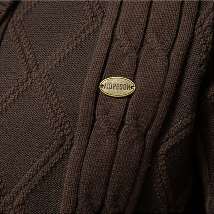 Herrens sjalkrage kabelstickad knap cardigan