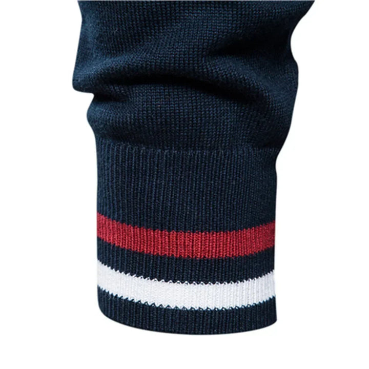 Mans Tvåfärgad Zip Cardigan Ribbad Ståkrage Jacka