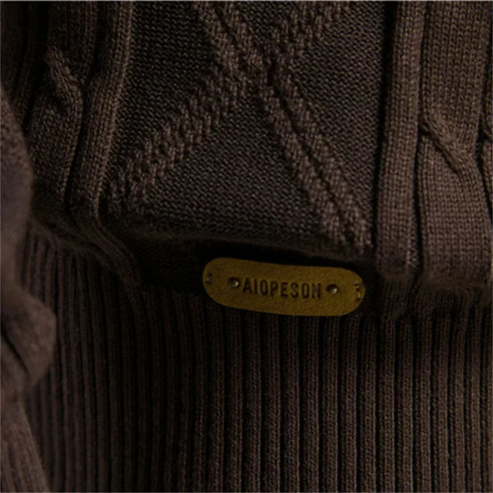 Herrens sjalkrage kabelstickad knap cardigan