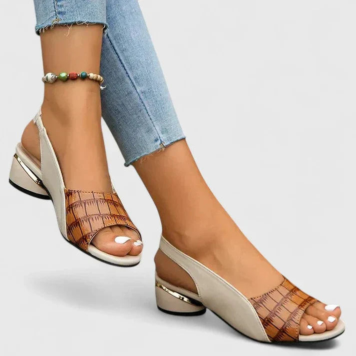 Kvinnors öppna tå sandaler med låg kilklack och slingback