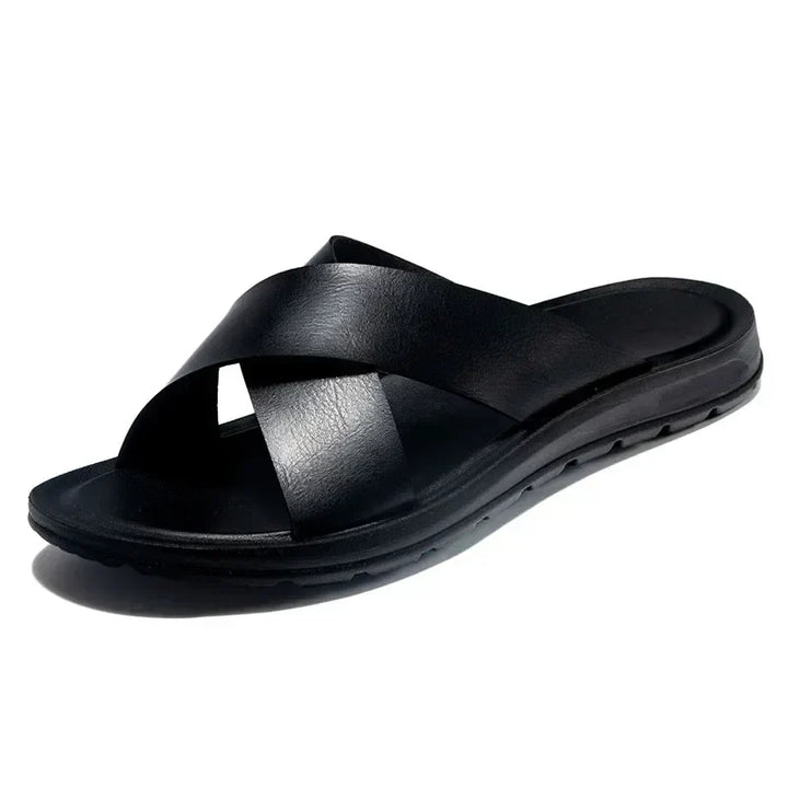 Herrskinn Slip-On Sandaler Italiensk Stil Premium Bekväm Sommar Avslappnad Utomhussko