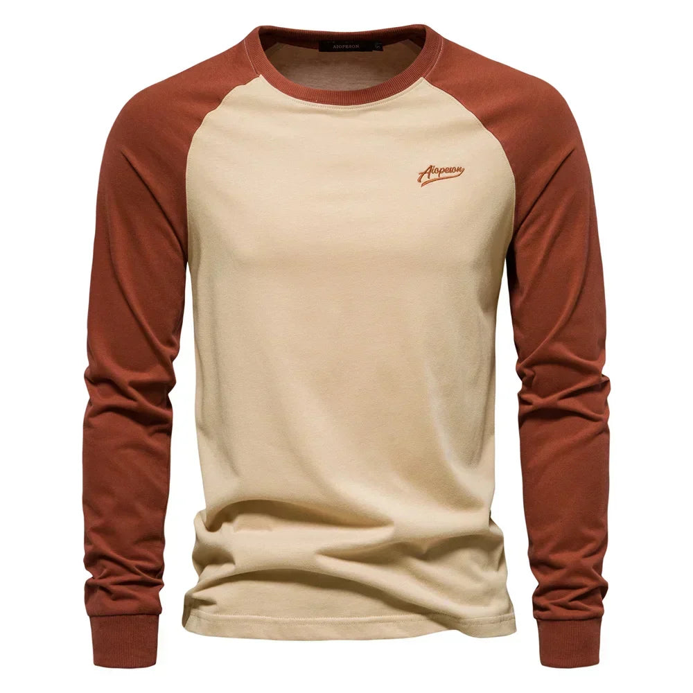Herrarnas Raglan Långärmad Casual Crew Neck Skjorta