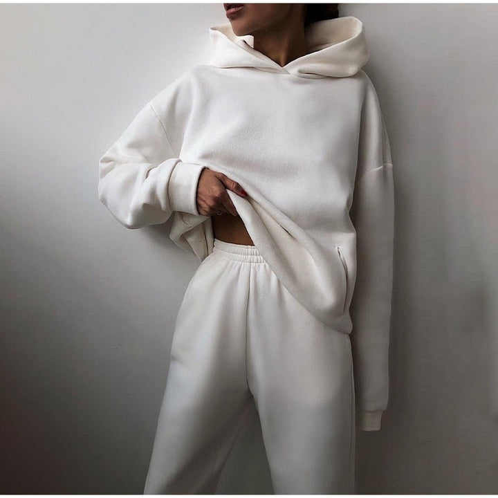 Dam Hoodie och Sweatpants Set – Mjuk Bekväm Andningsbar Avslappnad Lounge Varje Dags Träningsdräkt