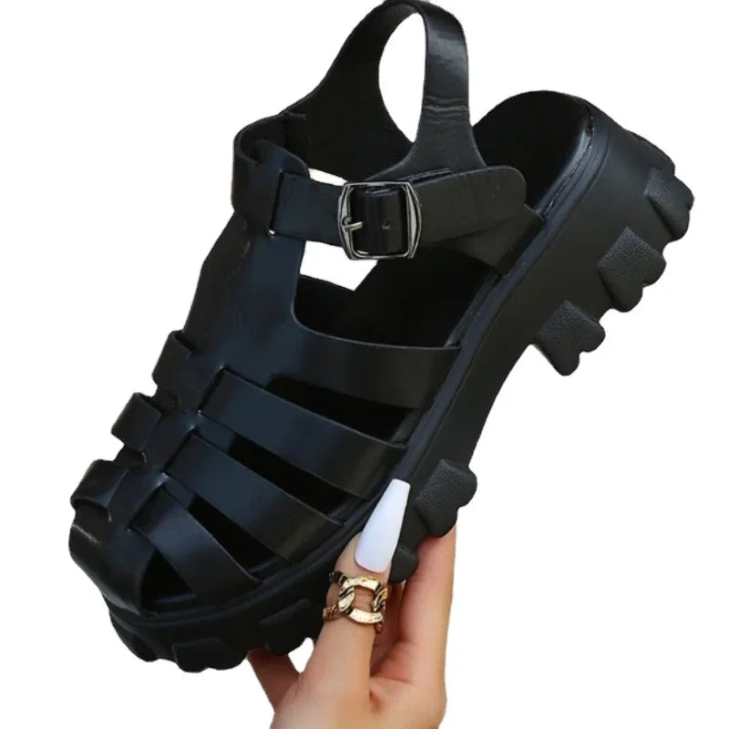 Damers Caged Plattform Sandaler Chunky Spänne Rem