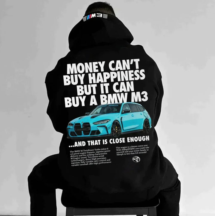 Herrens Oversized Automotive Graphic Hoodie – Avslappnad Streetwear Layer för Vardagsbruk