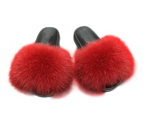 Kvinnors Fluffiga Fuskpäls Tofflor Mjuka Plysch Slide Sandaler Öppen Tå Bekväm Passform