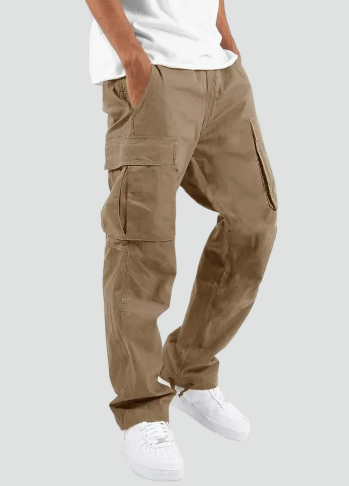 Herrars avslappnade passform utility cargo byxor casual byxor