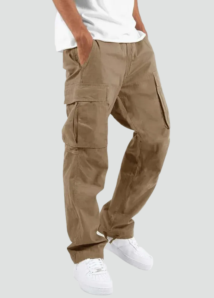 Herrars avslappnade passform utility cargo byxor casual byxor