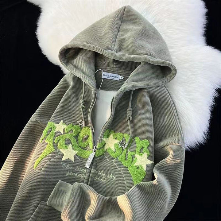 Herrens Broderade Hoodie – Bekväm, Andningsbar, Stilig, Avslappnad, Vardags Streetwear för Lagerklädsel