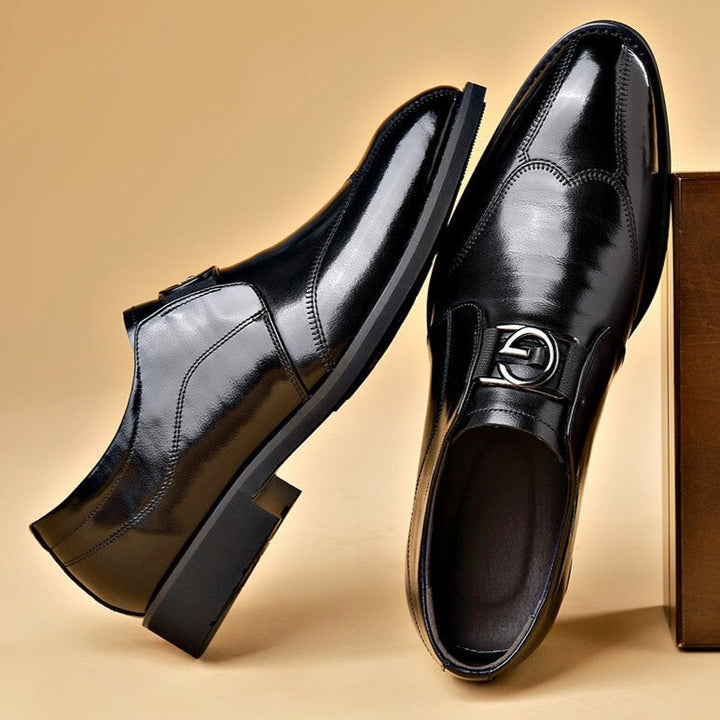 Herrskor i läder med monk-strap – Polerade spänneskor för affärs- och kvällsbruk