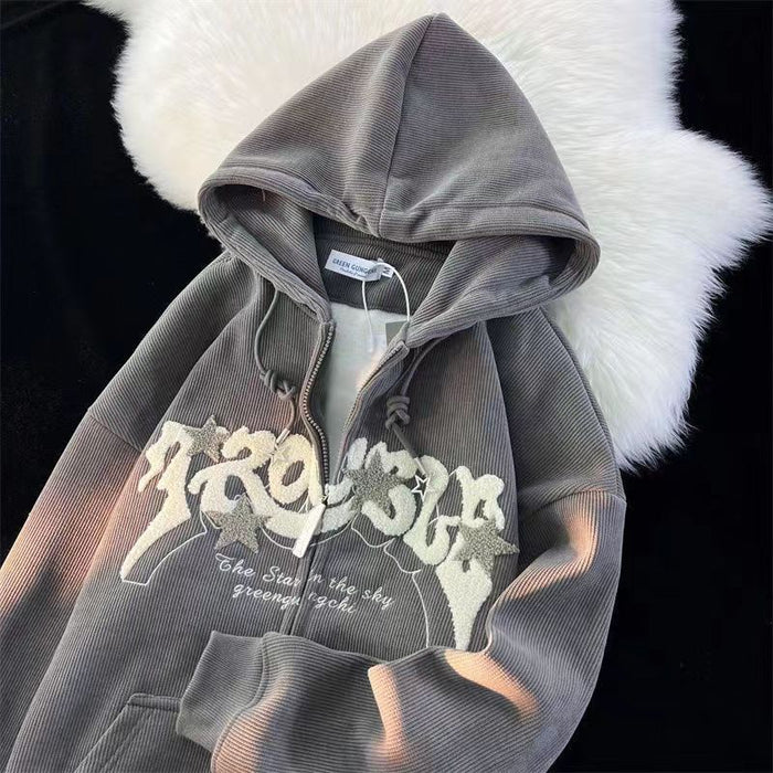 Herrens Broderade Hoodie – Bekväm, Andningsbar, Stilig, Avslappnad, Vardags Streetwear för Lagerklädsel