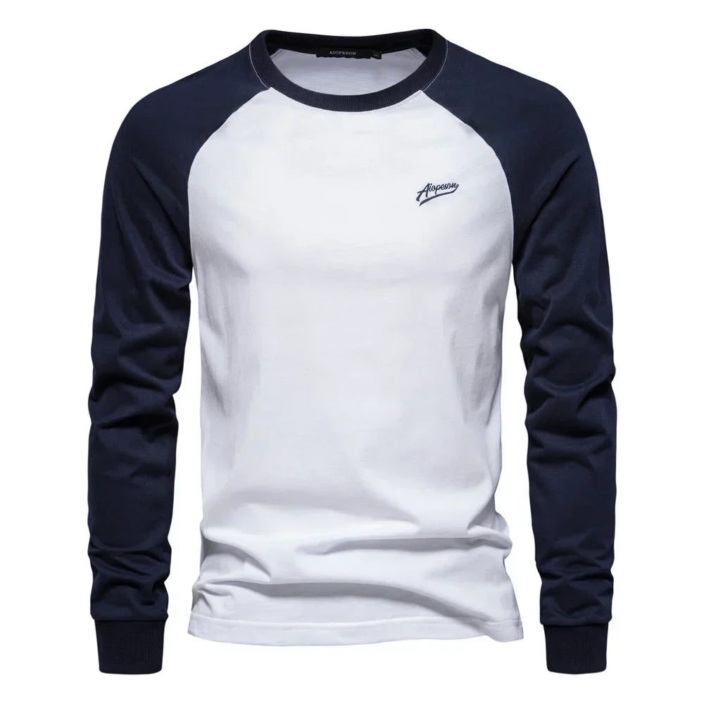 Herrarnas Raglan Långärmad Casual Crew Neck Skjorta