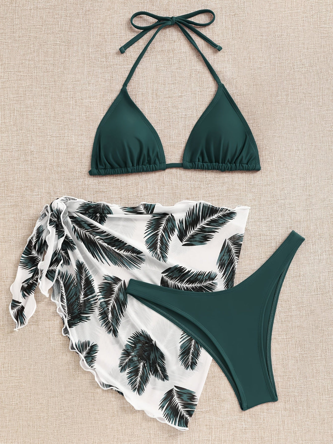 Kvinnors Halterneck Bikini Set Tryckt Wrap Resort Badkläder