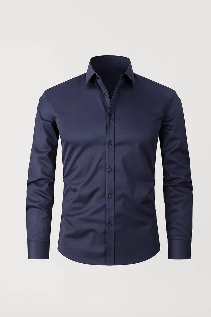 Herr Slim Fit Skjorta Klassisk Krage Knäppning Framtill