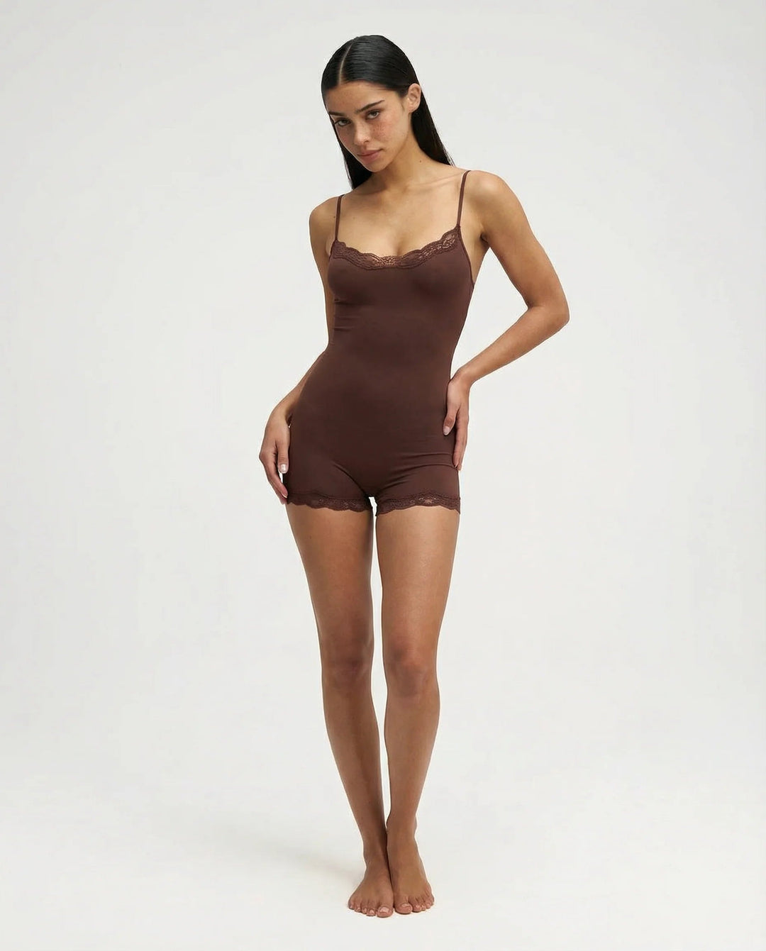 Kvinnors Spetskantad Cami Romper Mjuk Stretch Nattkläder Playsuit