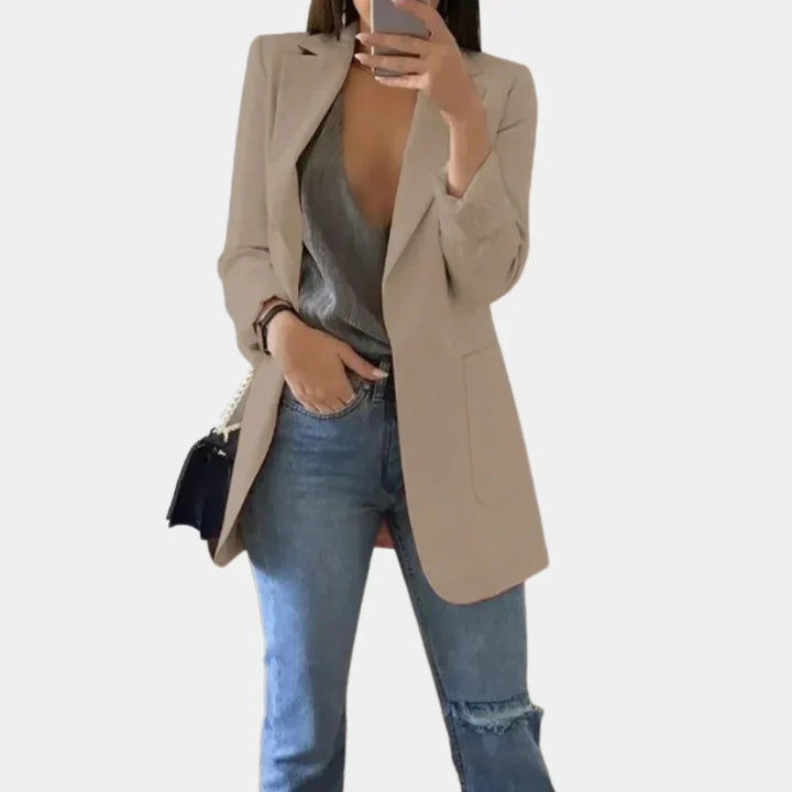 Kvinnors Longline Slim Fit Skräddarsydd Blazerjacka