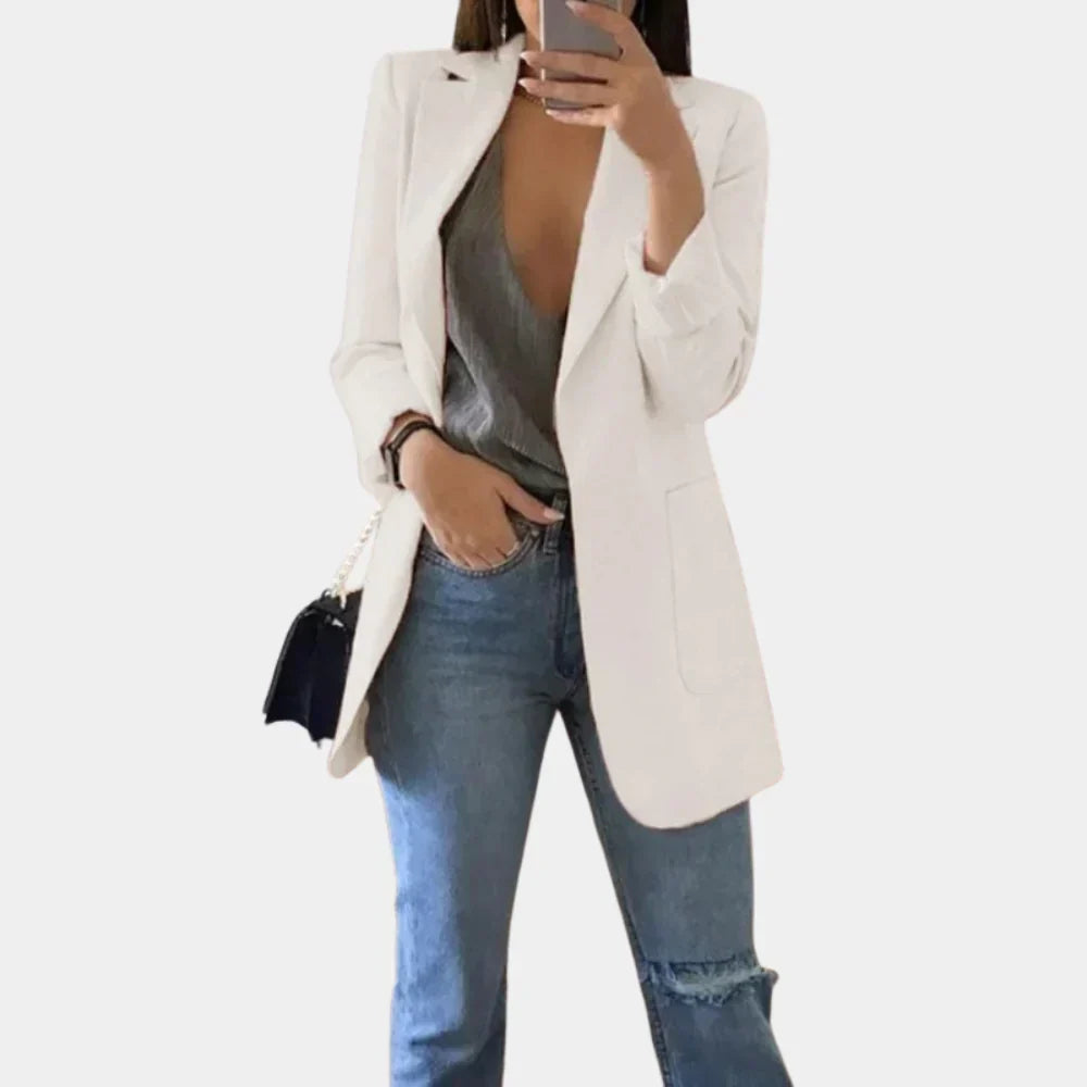 Kvinnors Longline Slim Fit Skräddarsydd Blazerjacka