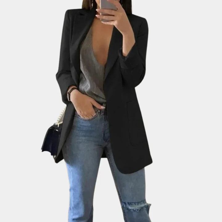Kvinnors Longline Slim Fit Skräddarsydd Blazerjacka
