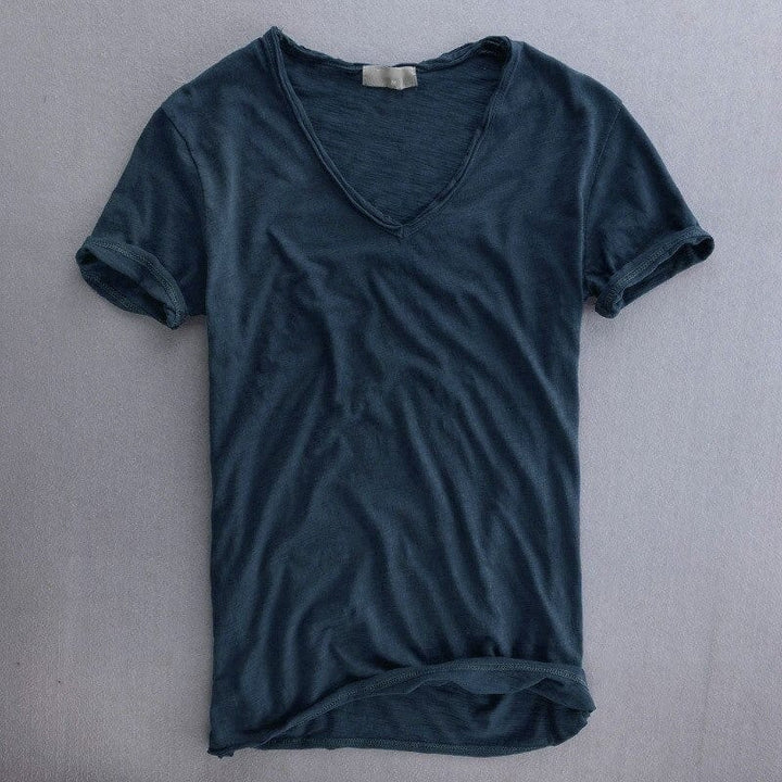 Herr Slim Fit V-ringad T-shirt Lättviktig Casual Sommartopp