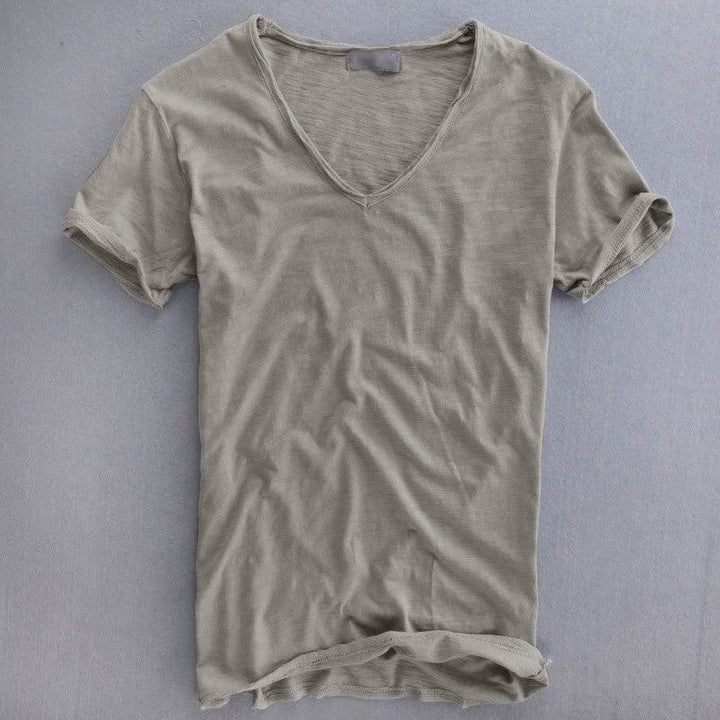 Herr Slim Fit V-ringad T-shirt Lättviktig Casual Sommartopp