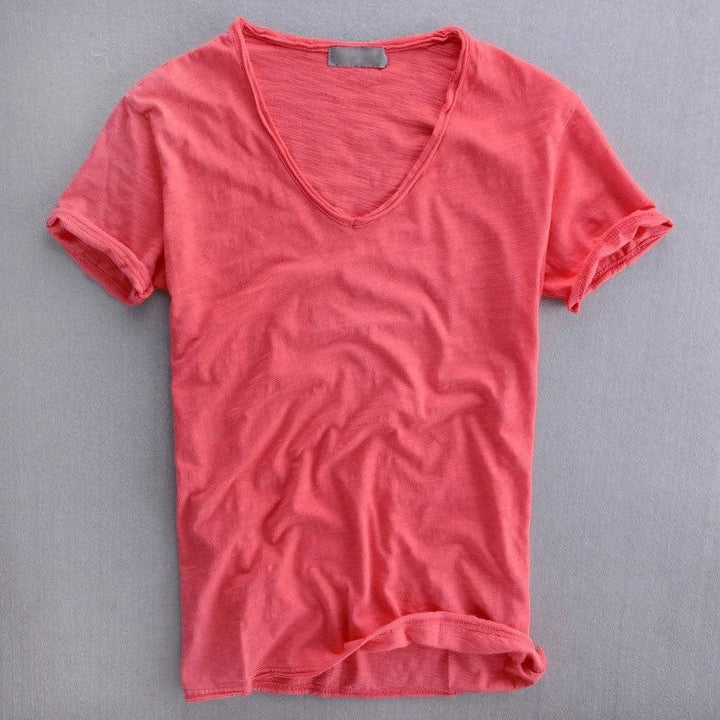 Herr Slim Fit V-ringad T-shirt Lättviktig Casual Sommartopp