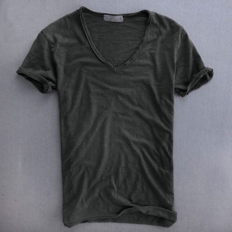 Herr Slim Fit V-ringad T-shirt Lättviktig Casual Sommartopp