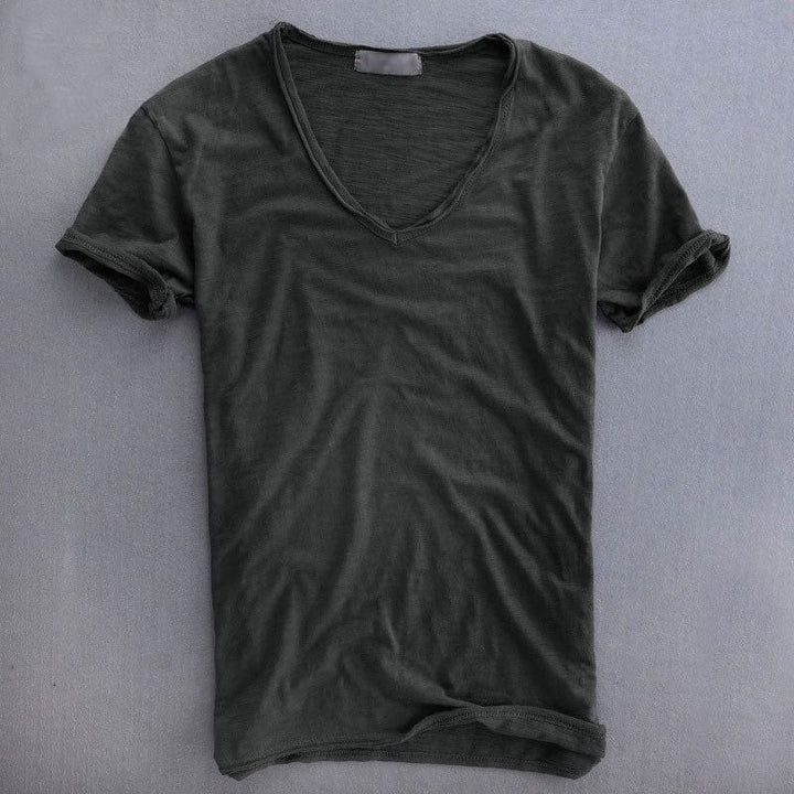 Herr Slim Fit V-ringad T-shirt Lättviktig Casual Sommartopp