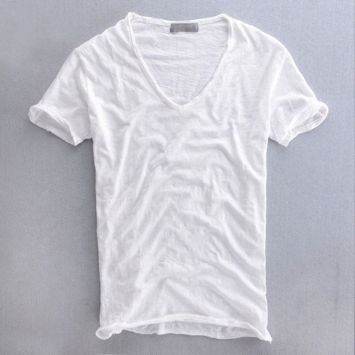 Herr Slim Fit V-ringad T-shirt Lättviktig Casual Sommartopp