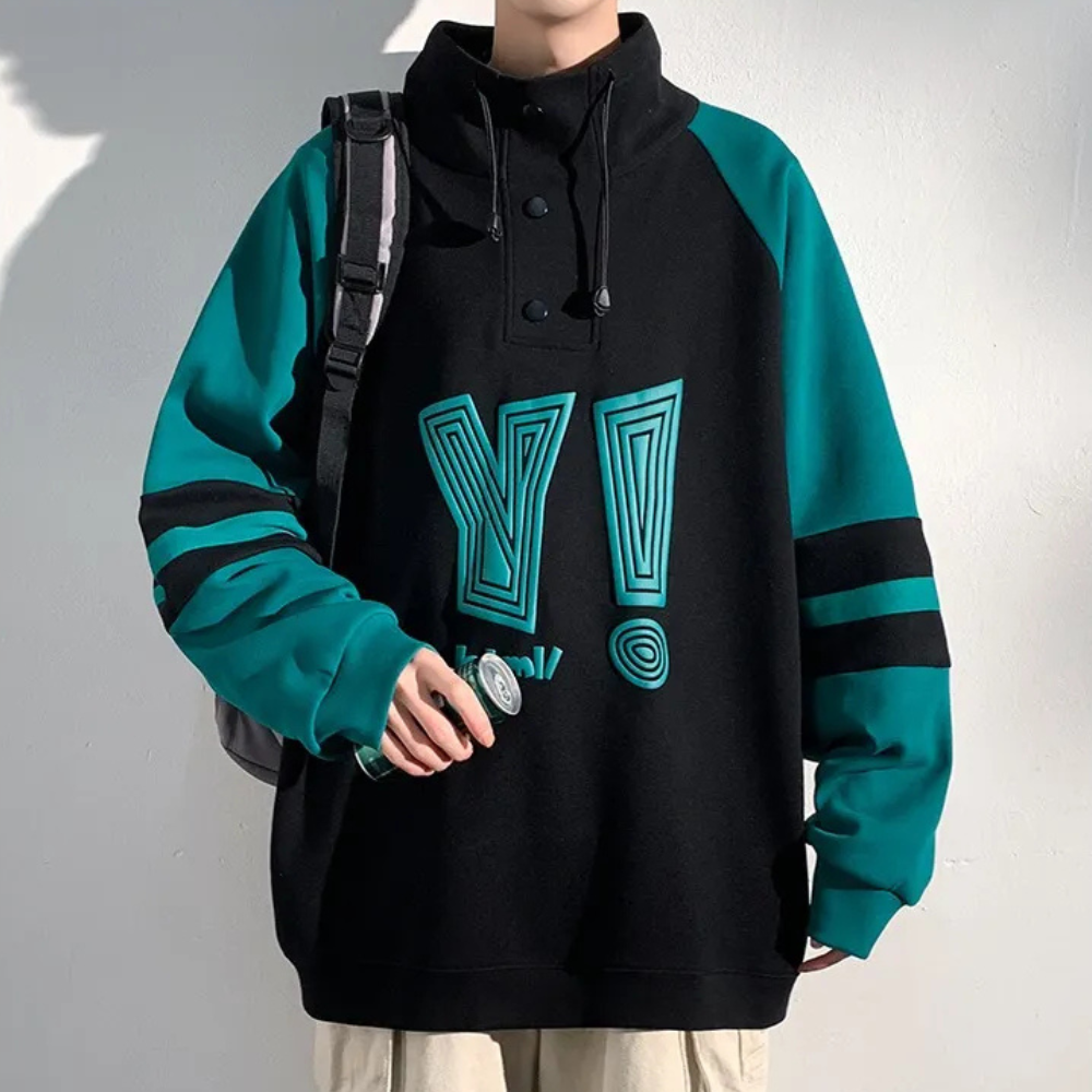 Herrar Tryckt Ståkrage Pullover Sweatshirt