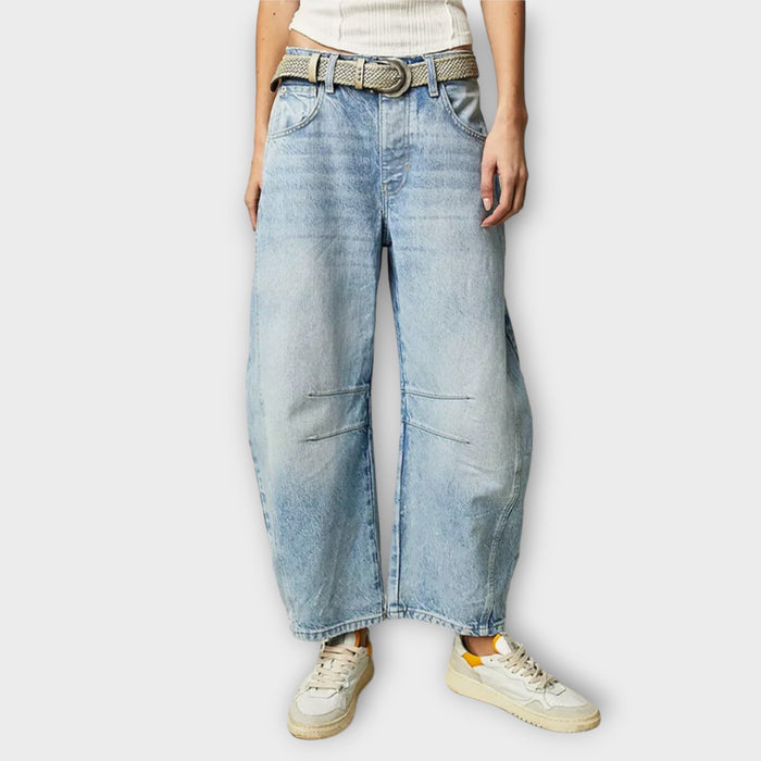 Kvinnors Högmidjade Vida Ben Avslappnade Jeans