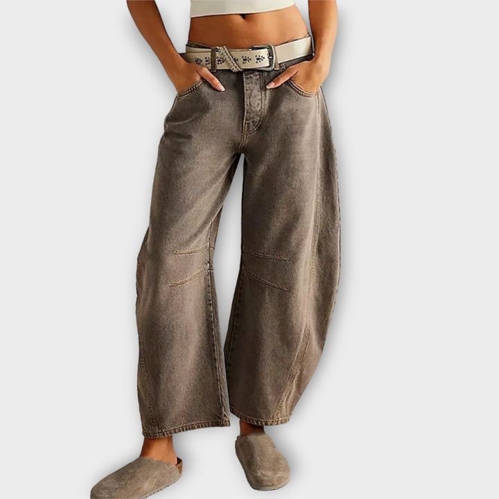Kvinnors Högmidjade Vida Ben Avslappnade Jeans