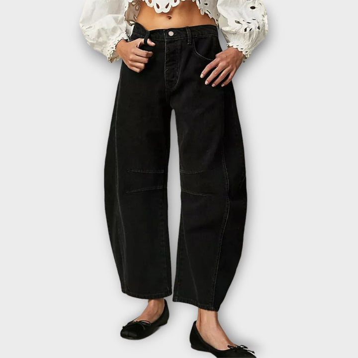 Kvinnors Högmidjade Vida Ben Avslappnade Jeans