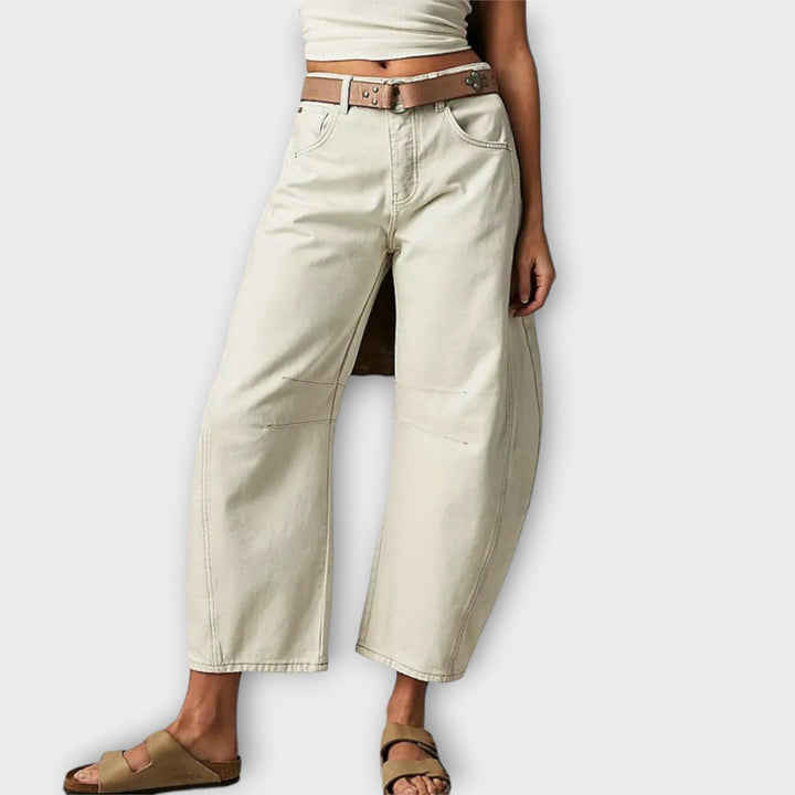 Kvinnors Högmidjade Vida Ben Avslappnade Jeans