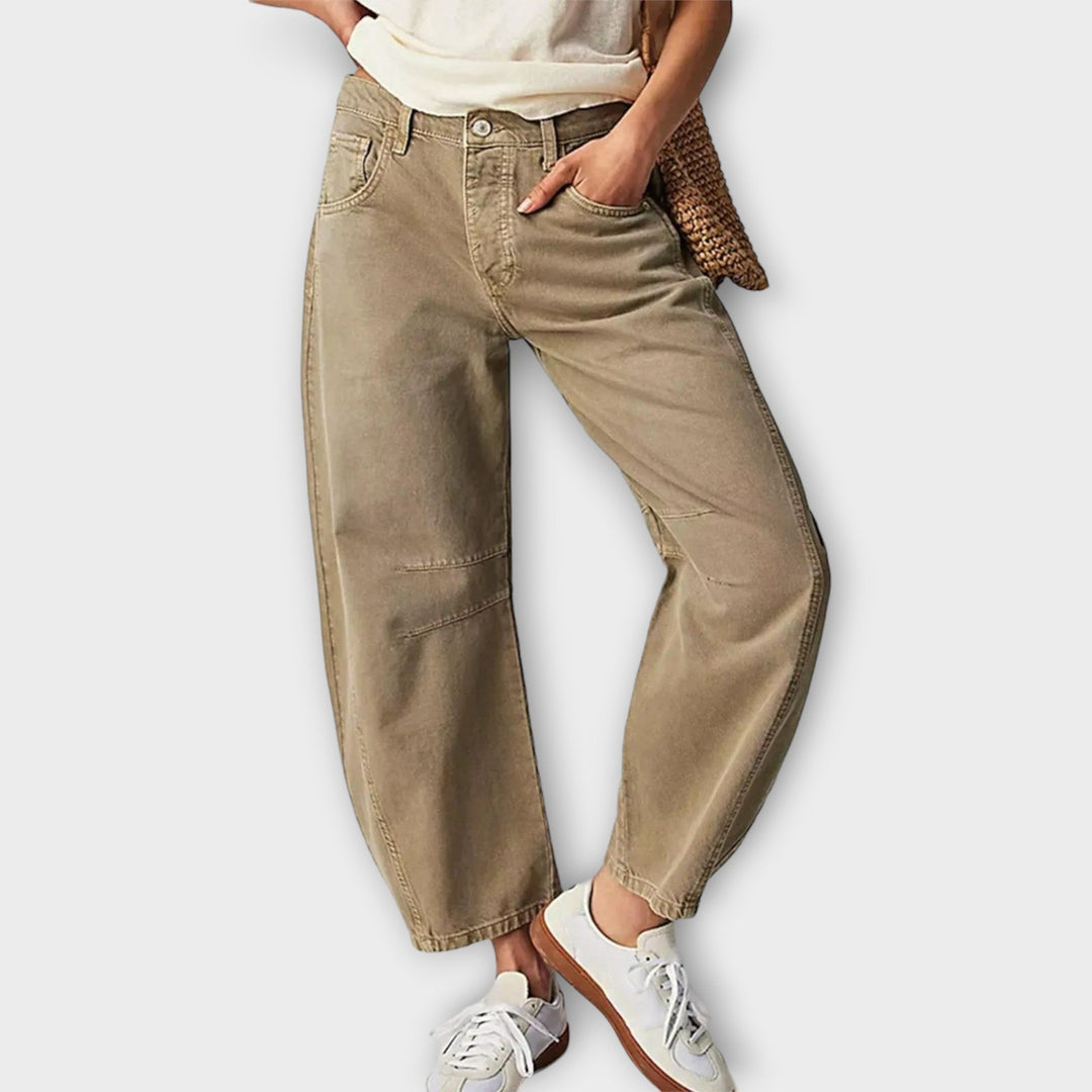 Kvinnors Högmidjade Vida Ben Avslappnade Jeans
