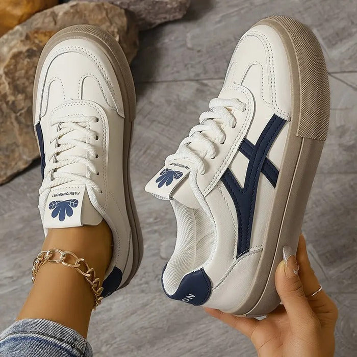 Kvinnors Retro Panel Sneakers med Dämpad Sula - Avslappnade Stadssneakers