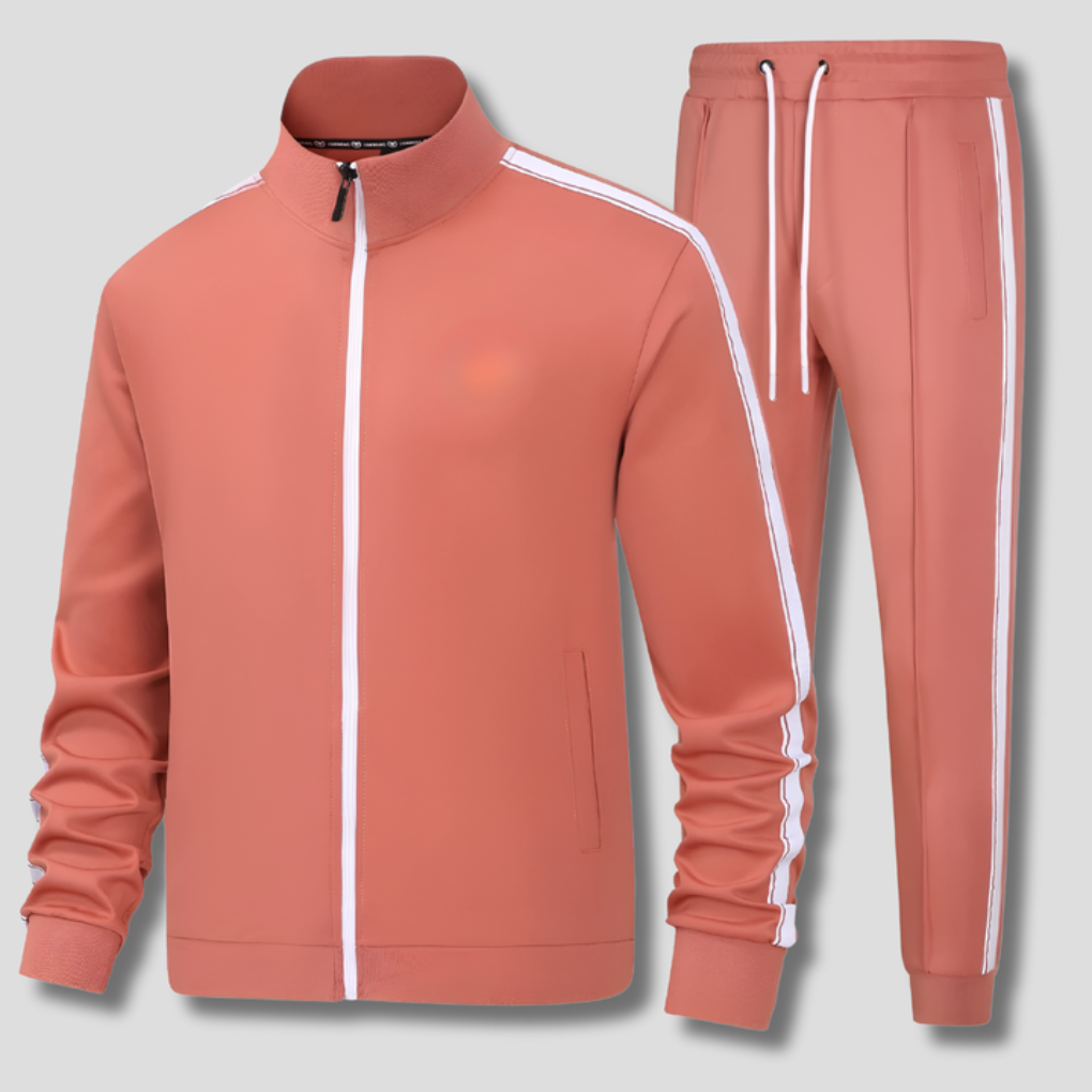 Herrens Träningsdräkt Zip Jacka Med Rand Detalj Atletisk Set