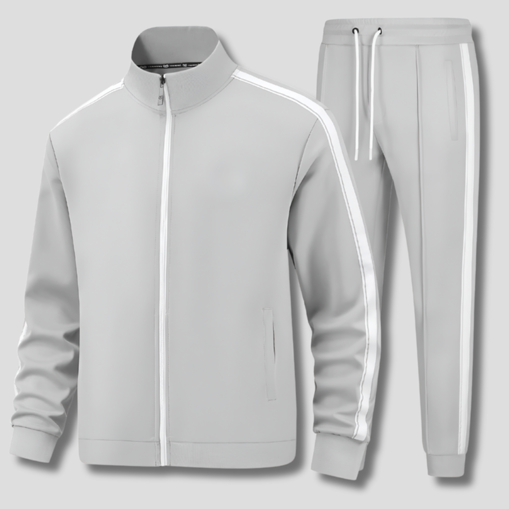 Herrens Träningsdräkt Zip Jacka Med Rand Detalj Atletisk Set