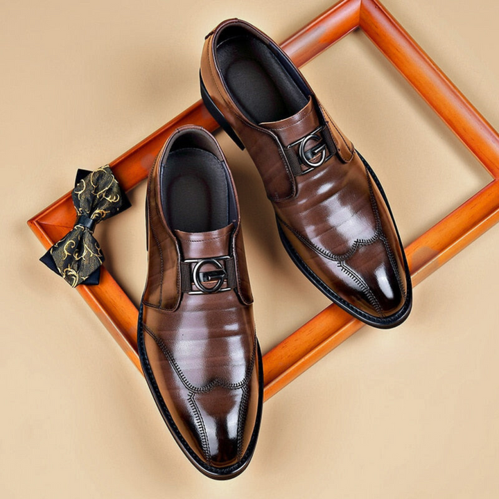 Herrskor i läder med monk-strap – Polerade spänneskor för affärs- och kvällsbruk