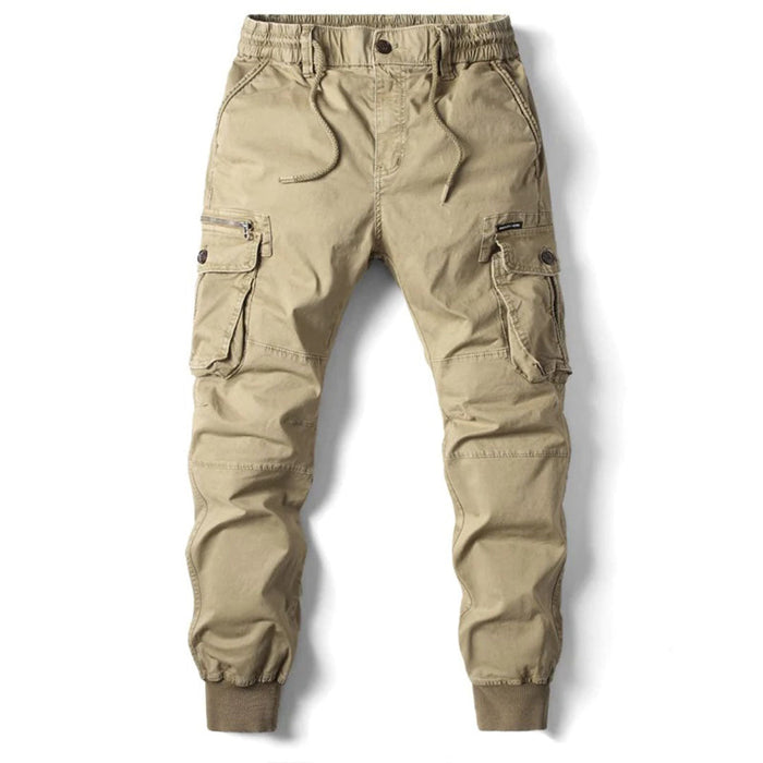 Herr Cargopants med Elastisk Midja och Smalnande Ben