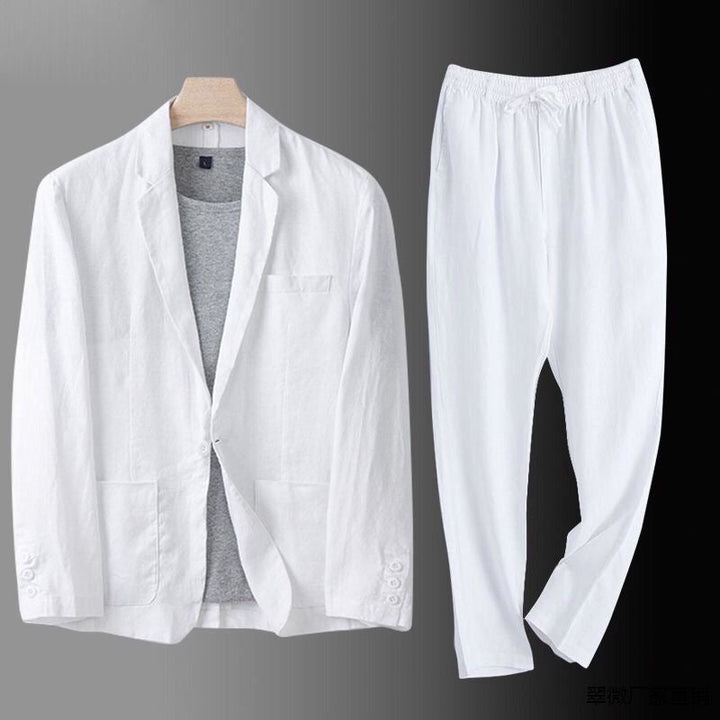 Mäns texturerad tvådelad kostym med blazer och byxor