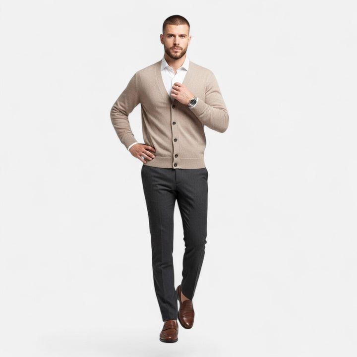 Valmonti | Herrs Loose V-Neck Ullblandad Cardigan