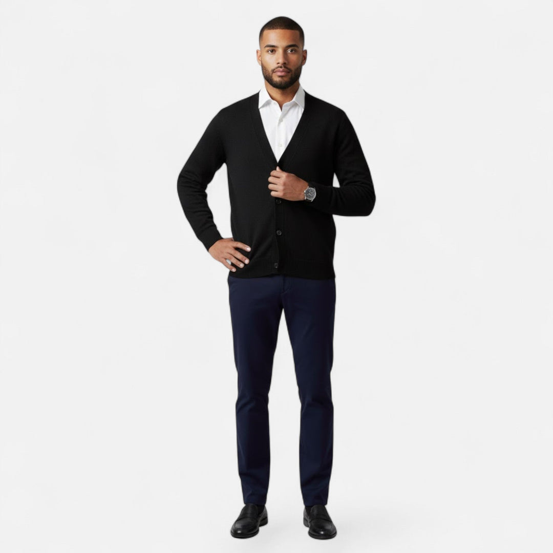 Valmonti | Herrs Loose V-Neck Ullblandad Cardigan