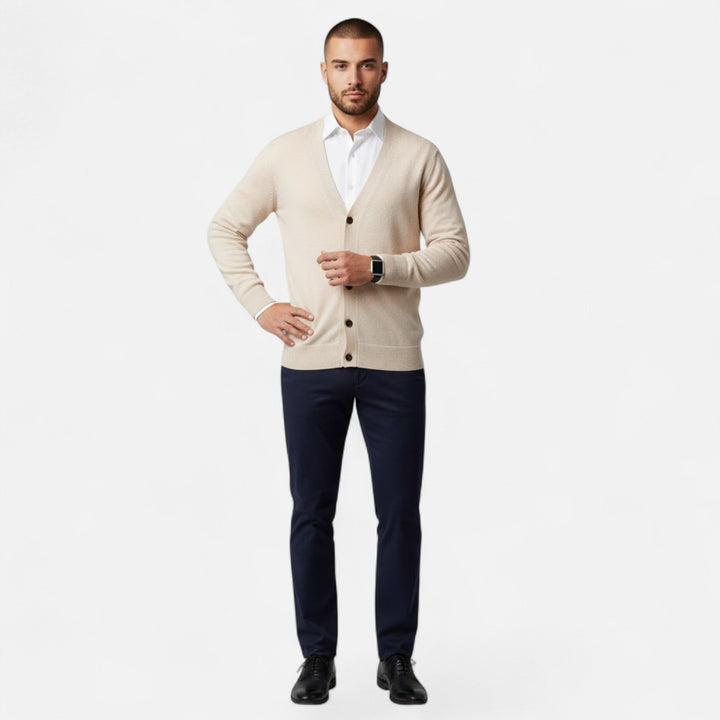 Valmonti | Herrs Loose V-Neck Ullblandad Cardigan