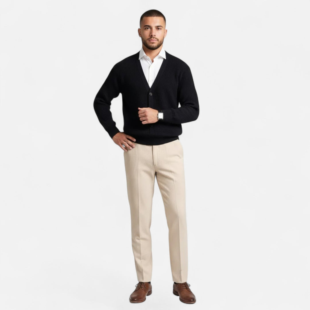 Valmonti | Herrs Loose V-Neck Ullblandad Cardigan