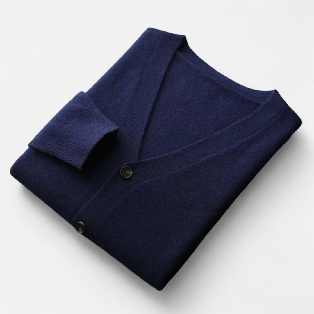 Valmonti | Herrs Loose V-Neck Ullblandad Cardigan