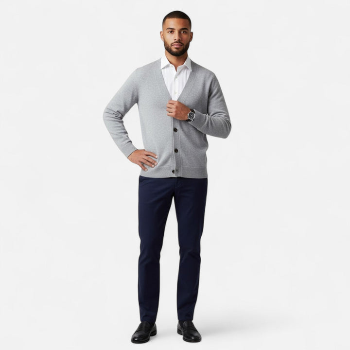 Valmonti | Herrs Loose V-Neck Ullblandad Cardigan