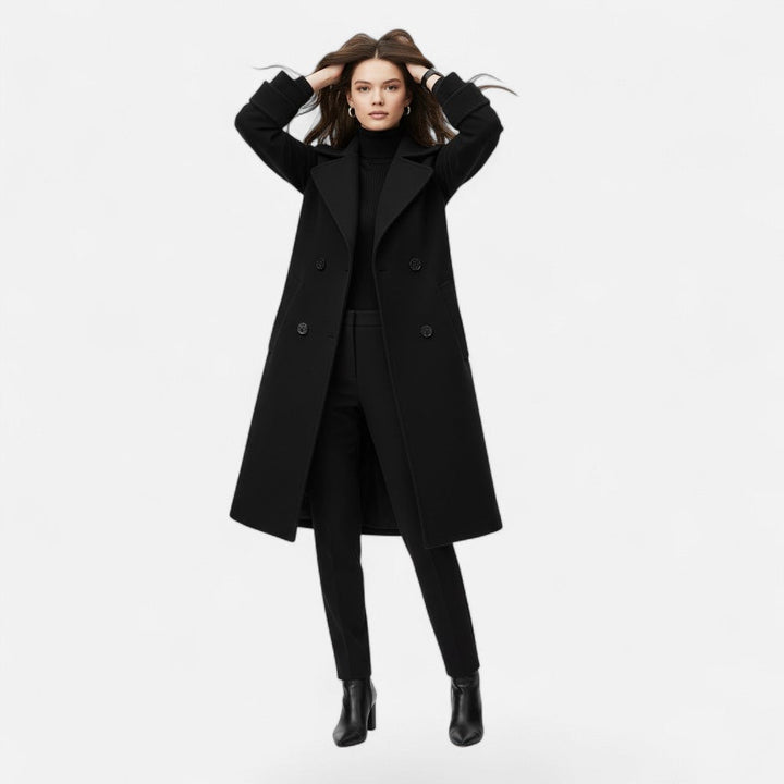 Valmonti | Damens Dubbelknäppt Kasmirblandad Slim Coat