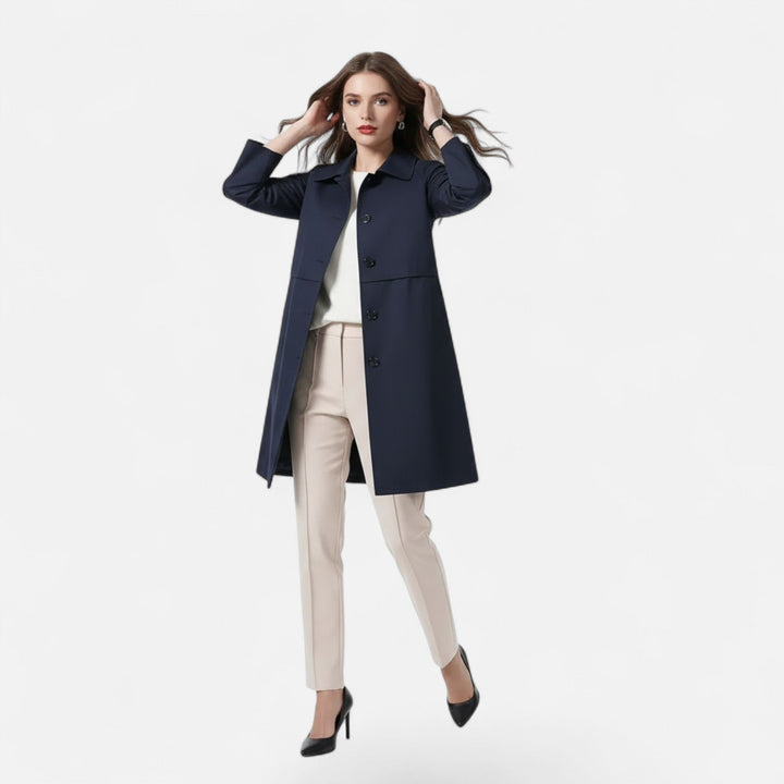 Valmonti | Damens Mid-Length Ullblandad Trench Coat